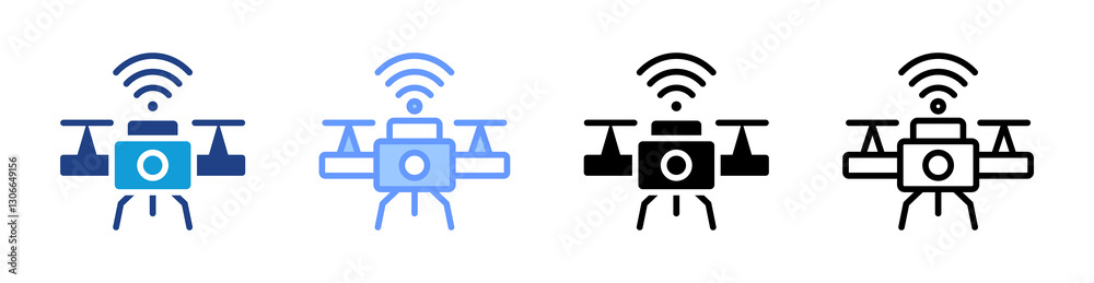 Aufkleber Drone icon set multiple style collection