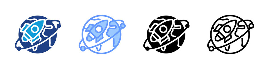 Fototapeta premium Space Exploration icon set multiple style collection