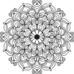 Floral mandala design, Geometry Mandala for Spiritual Healing, and Inner Peace, Mandala silhouette vector style with white background