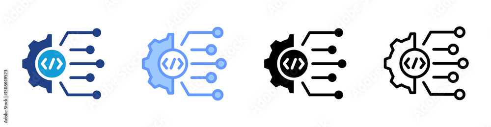 Aufkleber digital transformation icon set multiple style collection