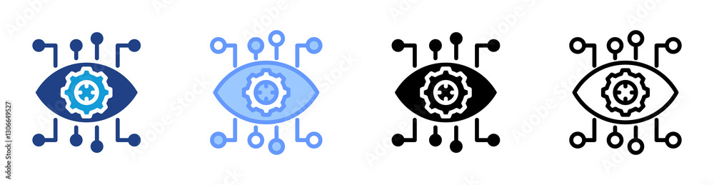 Aufkleber machine vision icon set multiple style collection
