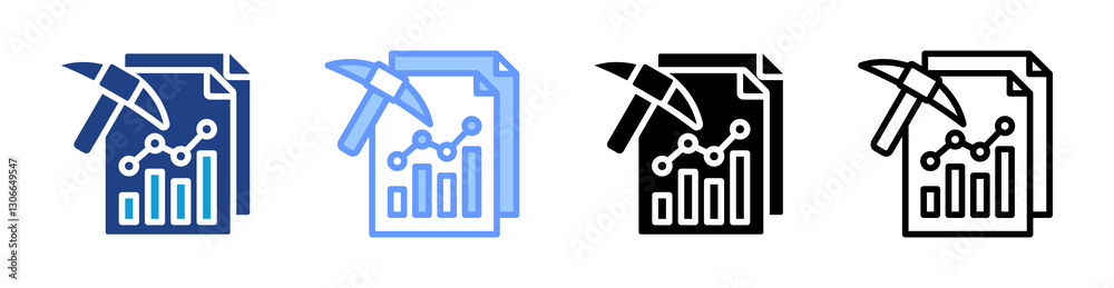 Poster Data Mining icon set multiple style collection