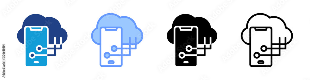 Aufkleber Mobile Computing icon set multiple style collection