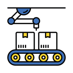 Robotic conveyor vector filled outline icon. EPS 10 file