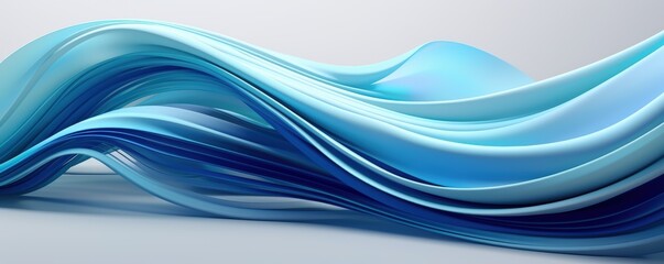 Abstract 3D Render Featuring Flowing Blue Waves in a Smooth Gradient, Perfect for Creative and Artistic Projects, Backgrounds, and Visual Concepts Flowing gradient blue curve ribbons background