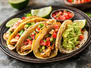 Deliciously Prepared Tacos with Various Toppings Arranged on a Plate