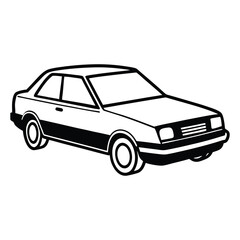 Fototapeta premium Simple Line Drawing of a Classic Sedan