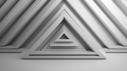 Obraz premium A series of white angular geometric triangles within each other