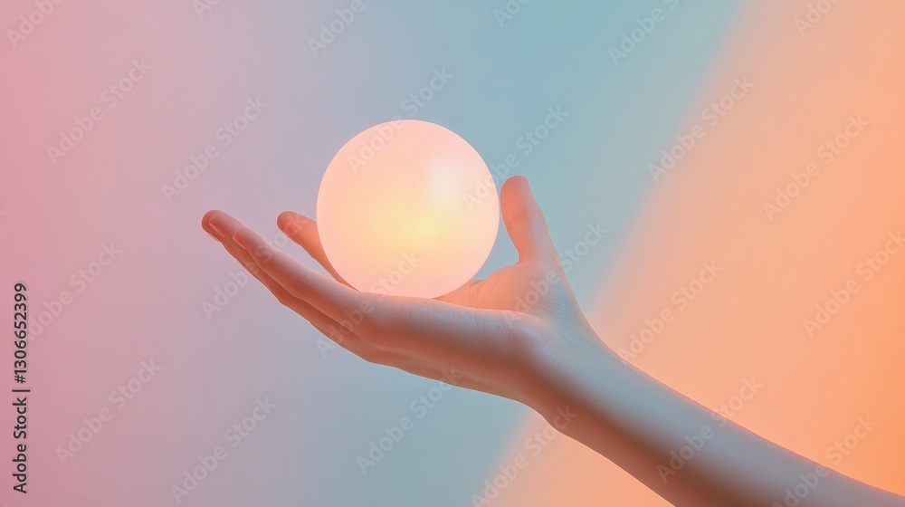 Aufkleber offering a glowing orb of light in soft pastel hues with a dreamy blend of colors generative ai