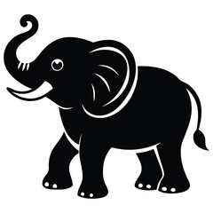 Adorable Elephant Icon - Isolated Black Vector