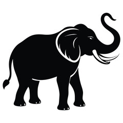 Adorable Elephant Icon - Isolated Black Vector
