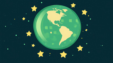 Global green planet illustration digital art space environment creative perspective sustainability concept