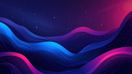Abstract digital art featuring wavy lines and starry backgrounds