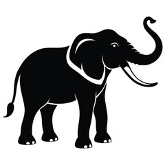 Black Silhouette Elephant Logo - Vector Illustration