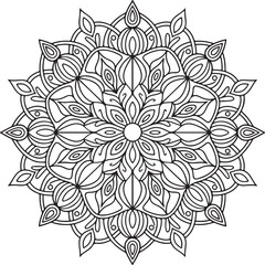 Floral mandala design, Geometry Mandala for Spiritual Healing, and Inner Peace, Mandala silhouette vector style with white background