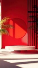 Kenzo-Inspired Clean Background with Single Houseplant