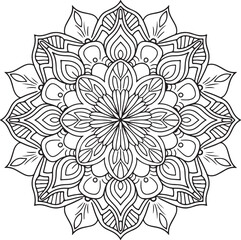 Floral mandala design, Geometry Mandala for Spiritual Healing, and Inner Peace, Mandala silhouette vector style with white&nbsp;background