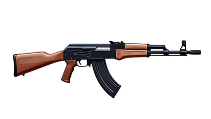 AK 47 automatic rifle isolated gun on white background.
