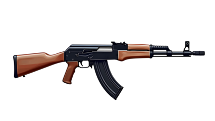 AK 47 automatic rifle isolated gun on white background.