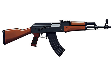 AK 47 automatic rifle isolated gun on white background.