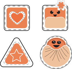 Kawaii cartoon dumpling icon collection. Character of dumpling. Illustration emoji dumpling in flat style. adorable collection. 