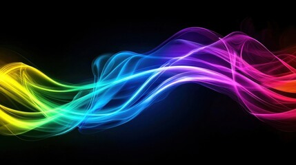 Obraz premium Colorful flowing waves creating a vibrant pattern on black background
