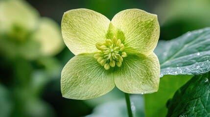 Naklejka premium A detailed view of a green flower in natural daylight