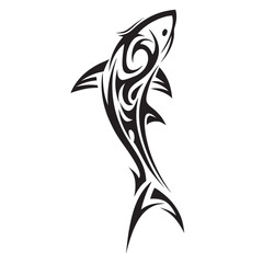Polynesian Tribal Shark Tattoo with Bold Black Ink Design and Traditional Patterns