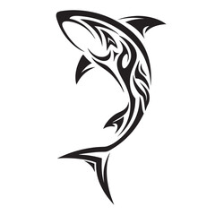 Polynesian Tribal Shark Tattoo with Bold Black Ink Design and Traditional Patterns
