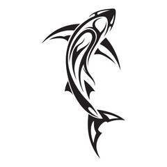 Polynesian Tribal Shark Tattoo with Bold Black Ink Design and Traditional Patterns