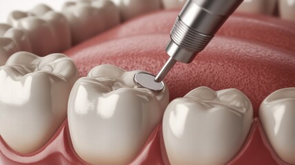 Detailed close up of dental cleaning procedure emphasizing precision under a microscope Generative AI