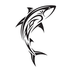 Polynesian Tribal Shark Tattoo with Bold Black Ink Design and Traditional Patterns