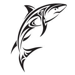 Polynesian Tribal Shark Tattoo with Bold Black Ink Design and Traditional Patterns