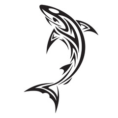 Polynesian Tribal Shark Tattoo with Bold Black Ink Design and Traditional Patterns