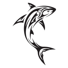 Polynesian Tribal Shark Tattoo with Bold Black Ink Design and Traditional Patterns