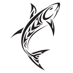 Fototapeta premium Polynesian Tribal Shark Tattoo with Bold Black Ink Design and Traditional Patterns