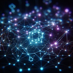 Fototapeta premium Blockchain Network: Abstract 3D Illustration with Connection Lines