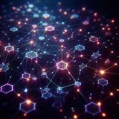 Fototapeta premium Blockchain Network: Abstract 3D Illustration with Connection Lines