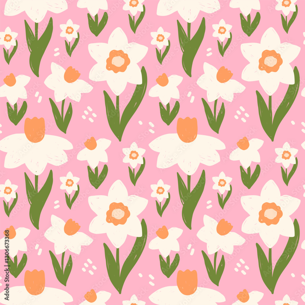 Aufkleber spring seamless pattern with daffodil flowers