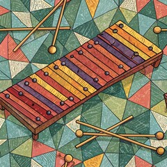Vibrant Xylophone Performance Artistic Digital Illustration in a Creative Studio
