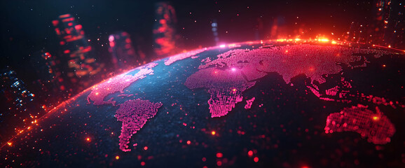 Global Digital Network Earth Illustration