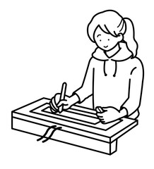 漫画制作のイメージイラスト　線画のみ