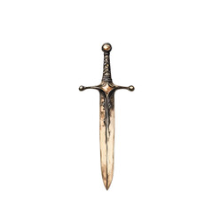 Ornate Bronze-Toned Dagger Showcasing Decorative Detailing