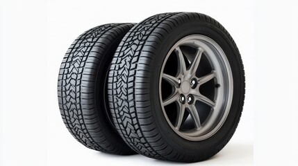 Four Car Tires Stacked on Each Other for Display Against a Simple Background in a Studio Setting