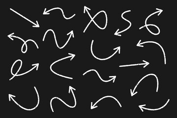 Grunge style arrows pointers white color set