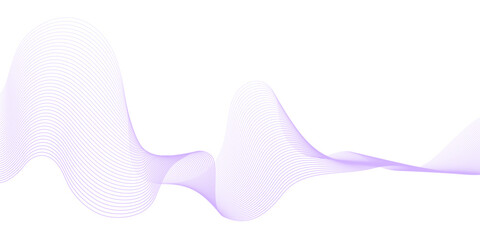 Undulate Purple Wave Swirl, frequency sound wave, twisted curve lines with blend effect. Technology, data science, geometric border. Isolated on white background. Vector illustration.