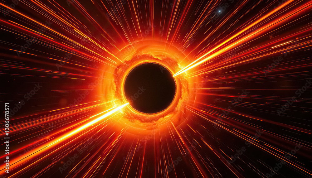 Poster cosmic vortex swirls around central black hole radiating light and energy in mesmerizing display