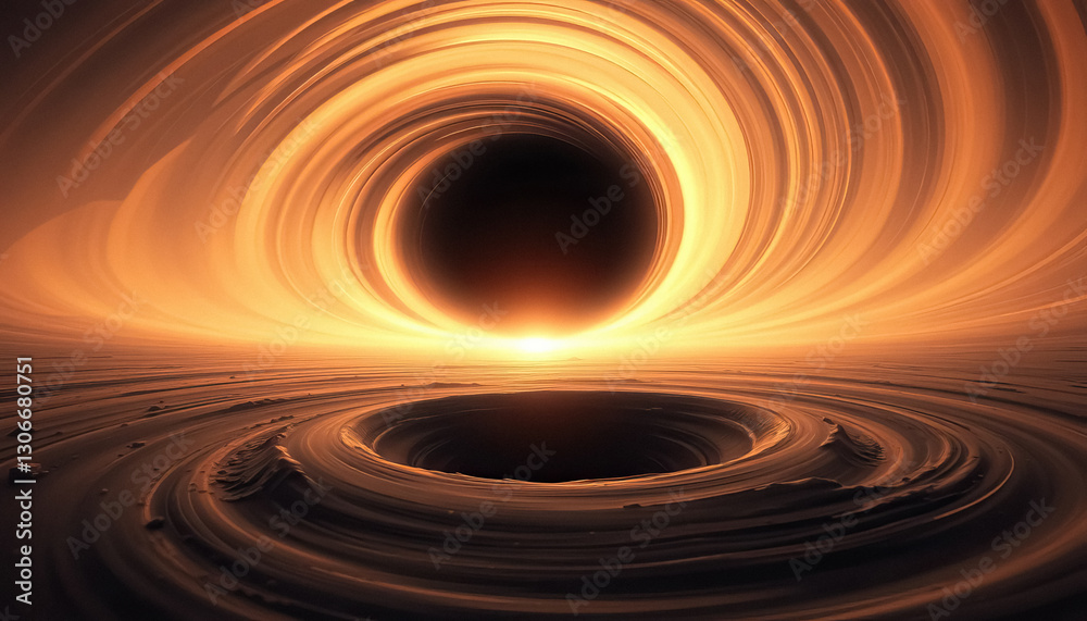 Aufkleber Abstract view of black hole pulling in surrounding energy and matter in swirling patterns of light