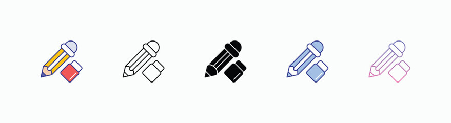 Pencil icons set in different style vector stock 