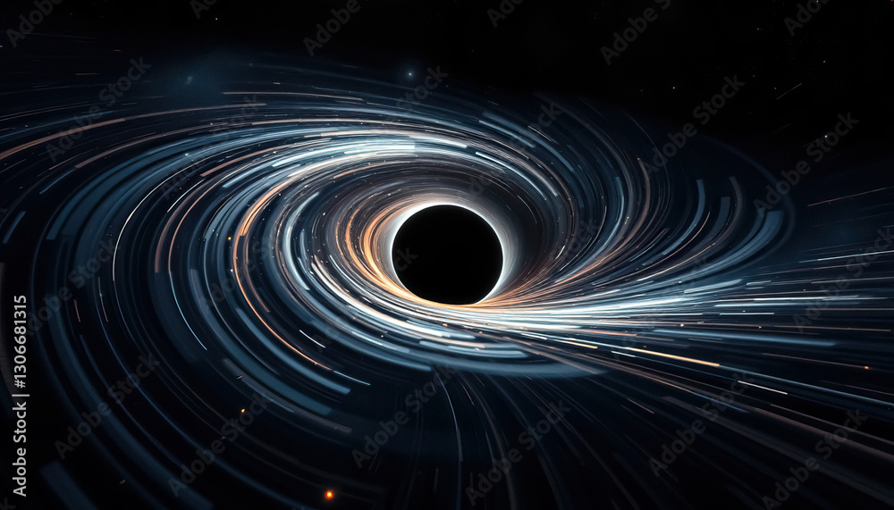 Poster digital artwork depicting immense gravitational pull of theoretical cosmic entity in deep space